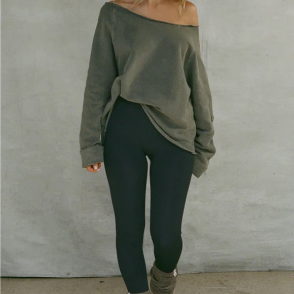 Joah Brown Off-Shoulder green Sweatshirt size small athleisure - Picture 4 of 13